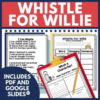 Whistle for Willie by Ezra Jack Keats Reading Activities in Digital and PDF