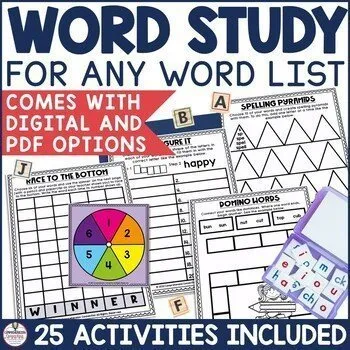 Word Study Activities for ANY Spelling List Word Work Phonics